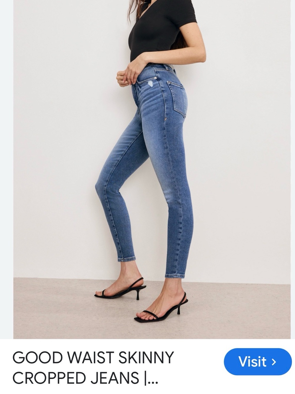 Good American   Good Waist Skinny Cropped Jeans - Blue